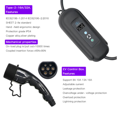 10m 5m Cable 240 Volt Home EV Charger 22kw Home Car Charger TUV